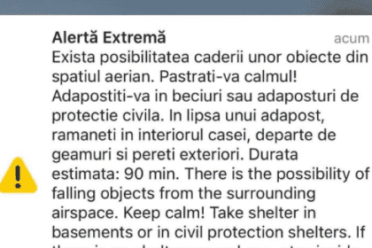 Alertă în nordul judeţului Tulcea: pericol iminent de cădere a unor obiecte din spaţiu