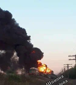 Atac cu drone asupra trenului rus încărcat cu combustibil pentru infanterie