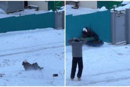 O influenceriță a ajuns la spital după ce s-a izbit de un gard cu un colac gonflabil