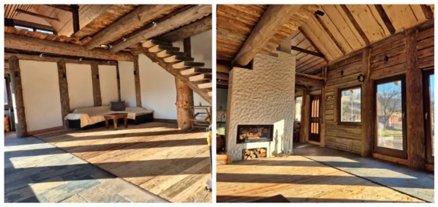 Cum a construit un român o casă cu structură din lemn vechi de 100 de ani: „Nu doream să ajungă pe foc”