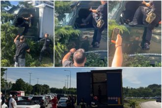Polițiștii locali au dat cu spray lacrimogen și l-au lovit cu picioarele pe șoferul TIR-ului scăpat de sub control în Constanța