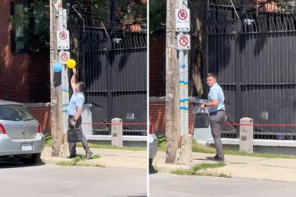 Imagini cu un angajat al Ambasadei Rusiei din Canada, surprins în timp ce spărgea baloane în culorile Ucrainei